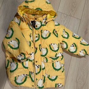 Mini Rodini Yellow Hedgehog Print Kids Coat Size6